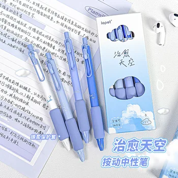 набор гелевых ручек Blue Sky 4шт Soft Touch с шариковой ручкой 0,5 мм черного цвета для письма Офис Школа
