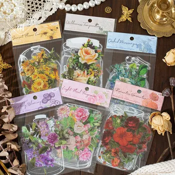 Набор из 24 шт. цветочных наклеек, винтажные наклейки с натуральными цветами для ведения журнала 