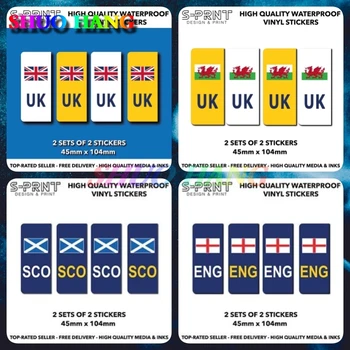 Наклейка на номерной знак Великобритании Юнион Джек Флаг Шотландии - Флаг Англии -Уэльс Валлийский Великобритания-2 комплекта-4 наклейки Автомобильный номерной знак Европы для грузовика