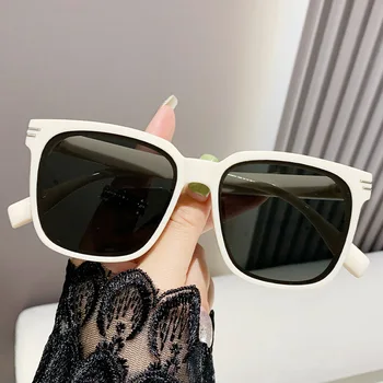 Негабаритные солнцезащитные очки Мужские Женские Модные Винтажные Квадратные солнцезащитные очки Люксовый бренд Очки в большой оправе Женские Элегантные белые очки