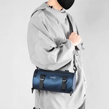 Нейлоновая мужская сумка через плечо, цилиндрическая композитная сумка через плечо большой емкости, прочная, устойчивая к царапинам, на молнии для похода по магазинам