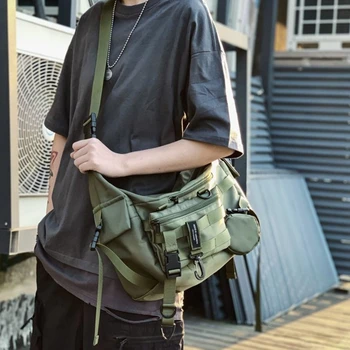 Нейлоновые сумки через плечо в готическом стиле, черные сумки-мессенджеры через плечо для мужчин, женская сумка в стиле хип-хоп, поясная сумка почтальона в готическом стиле