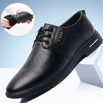 Новая весенне-осенняя деловая мужская повседневная обувь, официальные кожаные туфли на шнуровке, свадебные туфли, модная обувь, мужская обувь