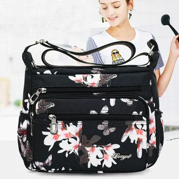 Новые дизайнерские сумки Женские водонепроницаемые нейлоновые сумки через плечо с цветочным принтом и бабочкой, ретро сумка через плечо Sac A Main Bolsos 2023
