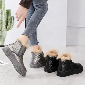 Новые женские теплые спортивные ботинки для отдыха, зимние модные противоскользящие зимние ботинки с плоским дном, простые Универсальные Удобные женские ботинки