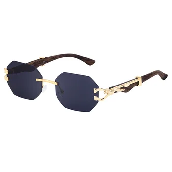 Новые квадратные модные солнцезащитные очки без оправы для женщин и мужчин, уникальные безрамные очки в стиле ретро, винтажные модные очки UV400