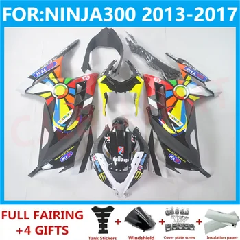 Новые комплекты обтекателей для мотоциклов ABS Подходят для ninja 300 ninja300 2013 2014 2015 2016 2017 EX300 ZX300R комплект обтекателей черный желтый