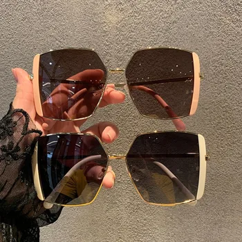Новые солнцезащитные очки с квадратной оправой в большой оправе, Женский Дизайнерский бренд, Модные солнцезащитные очки, Летние Очки для отдыха на открытом воздухе UV400 Oculos De Sol