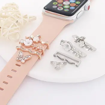 Новый бриллиантовый орнамент, Металлические Подвески, силиконовый ремешок, Декоративное кольцо для Apple Watch, Аксессуары для декора ремешка iwatch.