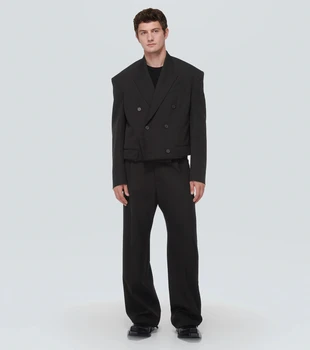 Новый мужской пиджак в британском стиле для деловых поездок на работу, профессиональный свободный крой, повседневный мужской костюм