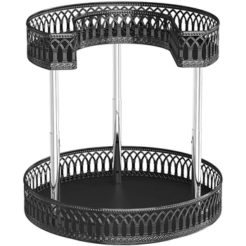 Новый органайзер для специй 2-уровневый поворотный стол Lazy Susan, подставка для специй, вращающийся на 360 ° держатель для приправ с регулируемой нескользящей накладкой