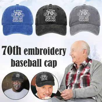 Новый подарок на 70-летие Вышитая бейсболка из чистого забавного хлопка Подарочная шляпа с козырьком на День Рождения Sun Of Party Old