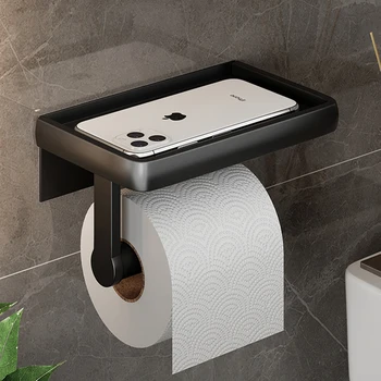 НОВЫЙ черный держатель для туалетной бумаги Многофункциональная полка для хранения рулонной бумаги в ванной комнате Держатель для телефона