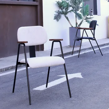 Обеденные стулья из скандинавского железа в индустриальном стиле с мягким сиденьем, стулья для столовой, спинка для кафе, отеля, стул для отдыха на стойке регистрации, кресло