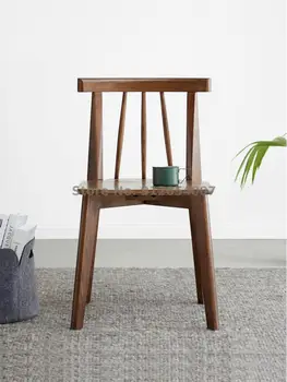 Обеденный стул из цельного дерева Nordic Home Oak Windsor Обеденный стол и стул Простой современный стул для учебы Кресло для отдыха
