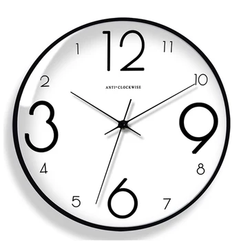 Обратные часы Креативное время назад Художественные Декоративные Круглые настенные часы Современный дизайн украшения гостиной Настенные часы Украшение дома