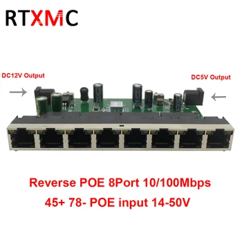 Обратный POE 8 портов Ethernet 10/100 Мбит /с С выходом 5 В и 12 В PoE В 45 + 78-Fast Ethernet Swit с 8 ПОРТАМИ RJ45 со светодиодом