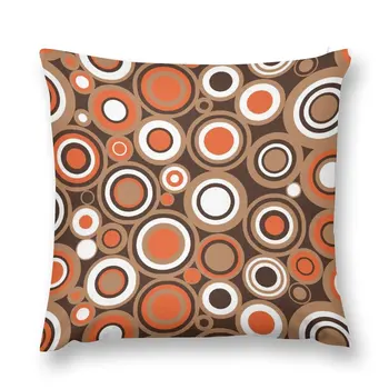 Оранжевая, белая и коричневая подушка с ретро-рисунком в виде круга, наволочки для подушек, рождественские наволочки