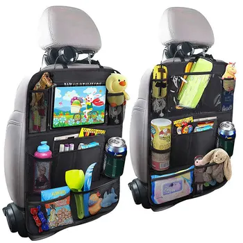 Органайзер для автокресла 1шт Многофункциональная сумка для хранения на заднем сиденье автомобиля из ткани Оксфорд с несколькими карманами и защитным чехлом для планшета для детей