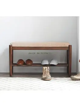 Оригинальный табурет для обуви из цельного дерева, скамейка из скандинавского дуба и черного ореха, современная простая подставка для обуви b3134
