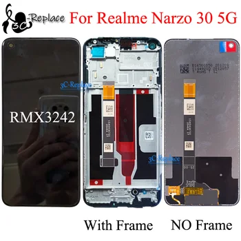 Оригинальный Черный 6,5 дюймов Для OPPO Realme Narzo 30 5G RMX3242 ЖК-дисплей С Сенсорным Экраном, Дигитайзер В Сборе, Замена /С Рамкой