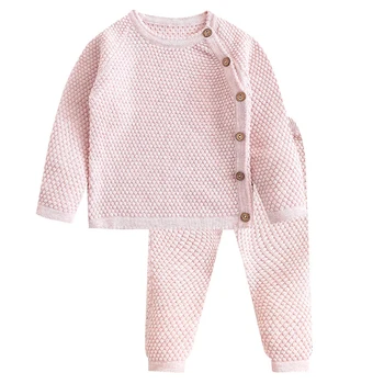 Осенне-зимняя однотонная одежда для маленьких девочек, одежда для новорожденных, костюм Ins, детский Свитер, пижамный комплект
