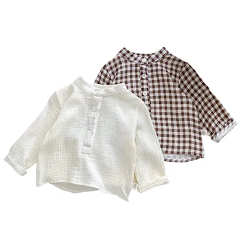 Осенние детские рубашки из органического хлопка для девочек, повседневная муслиновая футболка для мальчиков, Летние Мягкие топы для младенцев, одежда для малышей от 0 до 3 лет