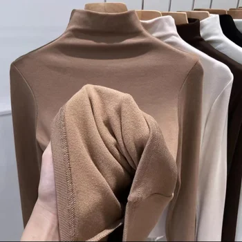 Осень и зима 2023, Новый женский приталенный мягкий пуловер с длинным рукавом, трикотажные нижние рубашки, женские T430