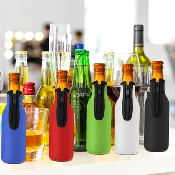 Охладитель для пивных бутылок с застежкой-молнией, толстые крышки для винных бутылок, защитный рукав для виски, Многоразовая Подарочная упаковка, пакеты для вина для вечеринки