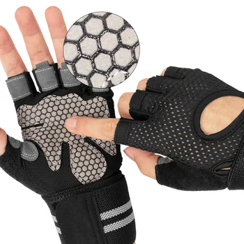 Перчатки для фитнеса, мужские И женские тренировочные перчатки для запястий и ладоней, Дышащее оборудование, спортивные перчатки для верховой езды с гантелями на полпальца