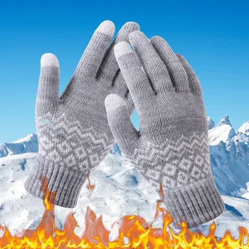 Печать и перчатки Модный мужской телефон Креативная снежинка Толстый теплый женский для взрослых с экраном и перчатками на зиму