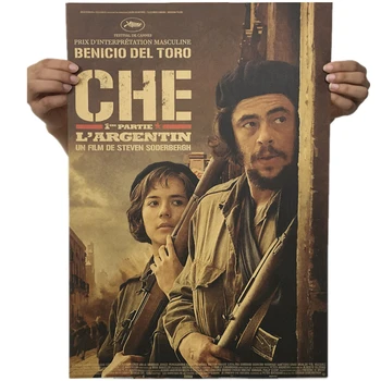 Плакат с фильмом Че Гевара, картина из крафт-бумаги в стиле ретро, Старое украшение стен, только бумага для рисования 51 * 35 см