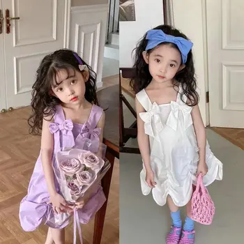 Платье с двойным бантом для девочек, платье принцессы в европейском и американском стиле, летняя новая детская одежда для девочек, платья для девочек, детские