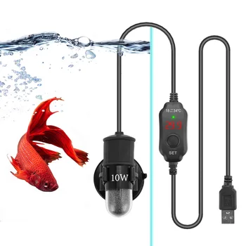 Погружной нагреватель для аквариума, аквариум с рыбками, ЖК-дисплей, цифровой регулируемый нагревательный стержень для воды, постоянный контроль температуры, 10 Вт