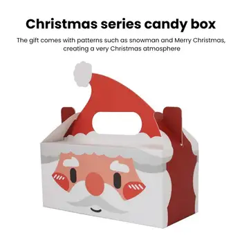 Подарочная коробка с рисунком Снеговика, Рождественская подарочная коробка, Рождественский Картонный подарок, Коробки для конфет и печенья с ручкой, Праздничная вечеринка для вкусностей