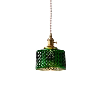 Подвесная светодиодная лампа из медного стекла для столовой, фойе, квартиры у кровати, Скандинавский зеленый подвесной светильник, светодиодная подвесная лампа