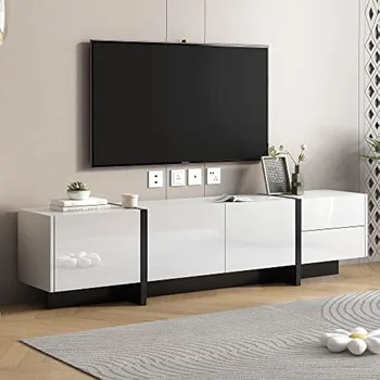 Подставка для телевизора до 80 дюймов, консольный столик уникального стиля, современный шкаф для хранения, белый