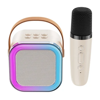 Портативный K12 Bluetooth, маленький домашний динамик с микрофоном KTV с 1 микрофоном Для подарков на день рождения, домашних вечеринок