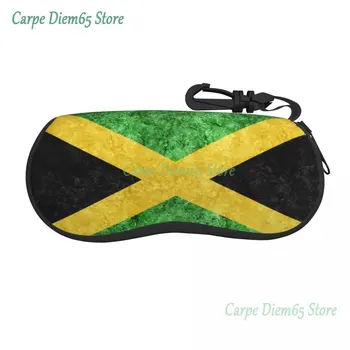 Портативный футляр для очков с металлическим флагом Ямайки, солнцезащитные очки в мягком футляре, коробка для очков с ремешком на молнии, футляр для очков