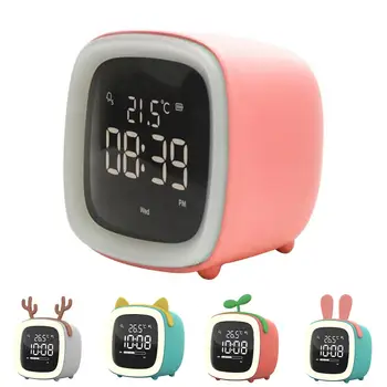 Портативный цифровой будильник, перезаряжаемые часы, светодиодный светильник для домашнего декора, новейший мини-мультяшный дисплей в форме уха кролика рядом с подсветкой Ho