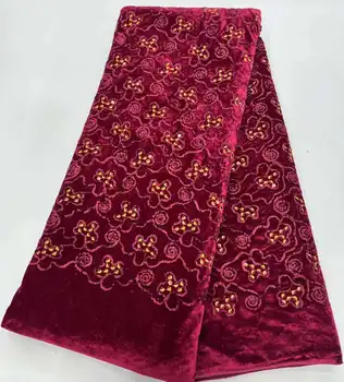 Праздничное платье 2023 года, бархатная кружевная ткань с блестками из красного золота, Нигерийская свадебная кружевная ткань, высококачественное кружевное платье из французской кружевной ткани