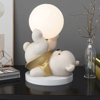 Прикроватная тумбочка для спальни, декоративный настольный светильник с милым медведем, приятная атмосфера, чувство дизайна, Маленькая ночная лампа, подарок на день рождения