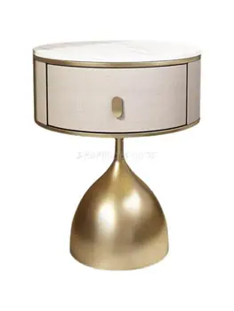 Прикроватный столик светлый роскошный шифер Итальянский простой современный круглый домашний скандинавский столик для хранения вещей в маленькой квартире в спальне