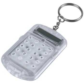 Прозрачный пластиковый корпус, электронный мини-калькулятор с 8 цифрами и брелок для ключей
