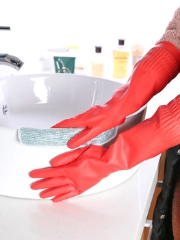 Прочные бытовые перчатки Перчатки для уборки кухни Резиновые перчатки для мытья посуды Безопасный материал мягкая посадка