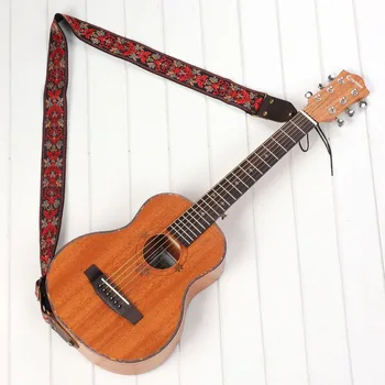 Рекомендуемый гитарный ремень с вышивкой, кожная головка, аксессуары для струнных инструментов из нейлона и кожи, наплечный ремень для баса в богемном стиле