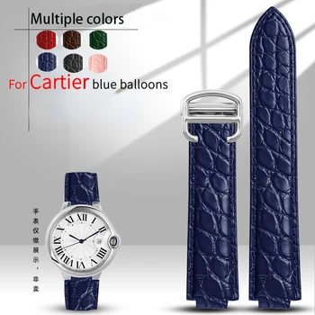 Ремешок из крокодиловой кожи для часов Cartier blue balloon WSBB0025 W69012Z4 14-8 мм 16-8 мм 18-11 мм 20-12 мм 22-14 мм выпуклый ремешок для часов