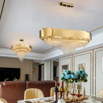 Роскошная гостиная, большая хрустальная люстра из европейского золота, лобби отеля villa leap, банкетный зал, дизайнерские лампы и фонари в виде коробок
