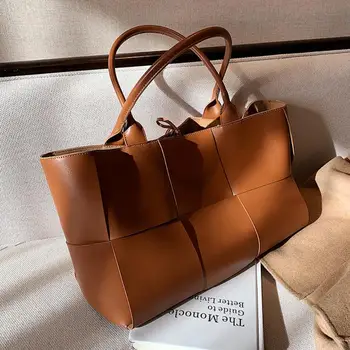 Роскошная дизайнерская сумка Женская Большая Плетеная сумка-тоут Модные Новые Высококачественные женские сумки Через плечо из искусственной кожи Большой емкости