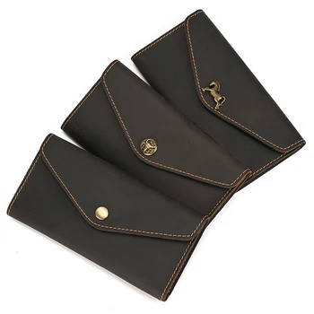 Роскошный кошелек-клатч из натуральной кожи для женщин, мужские кошельки для телефонов, модный женский кошелек в стиле Ретро, мужской длинный кошелек, сумка-конверт